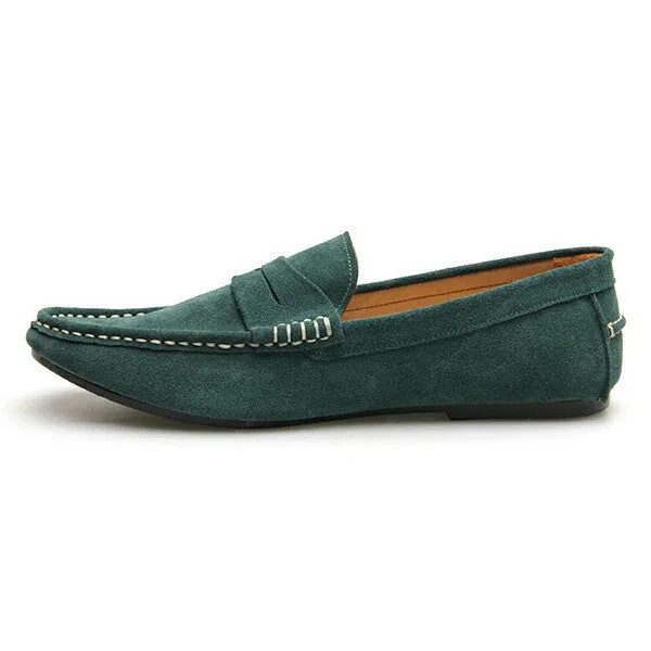 Penny Leather Loafer Suede Green Duck Head
