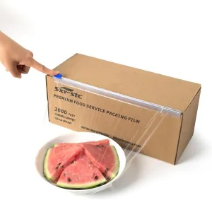 Plastic Food Wrap Thick Enough for daily use Stronger for Comercial Use Durable With Slide Cutter 12"wide 2000 Feet long Home and Commercial Use Food Service
