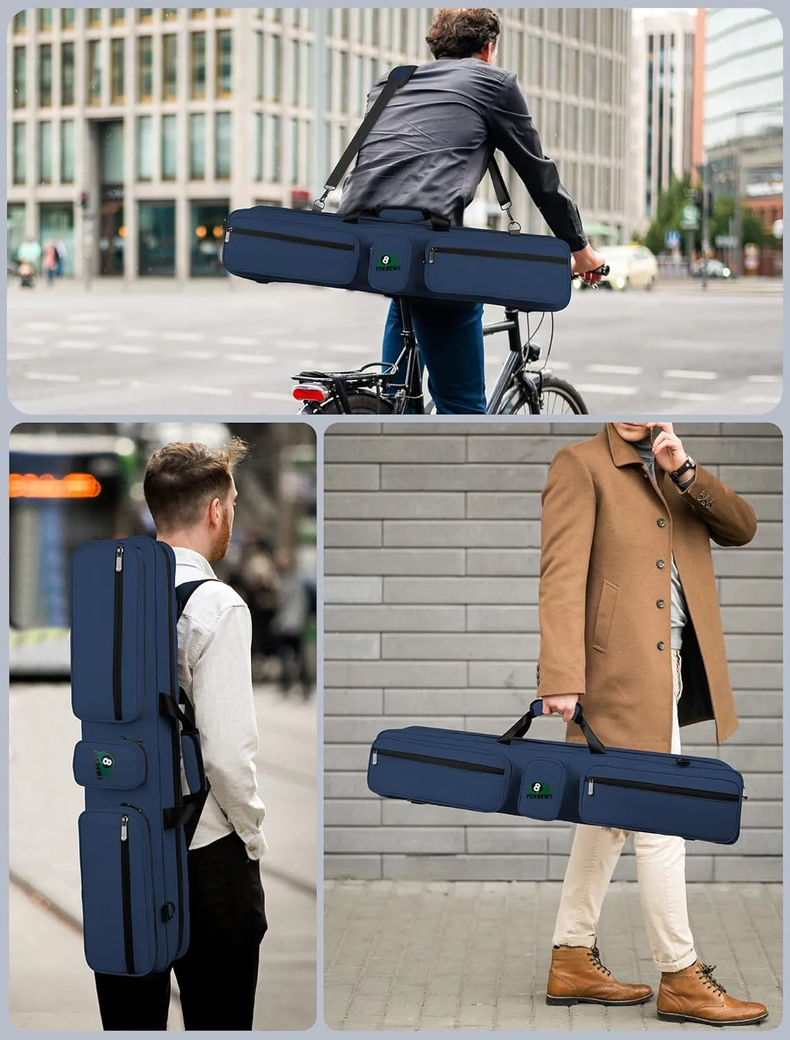 Pool Cue Case, Pool Stick Case 4x5 with Multiple Pockets Holds 4 Butts 5 Shafts, Soft Padded Sturdy Pool Cue Bag, Billiard Cue Backpack with Adjustable Shoulder Straps for Men and Women