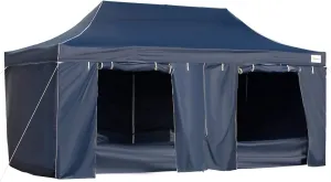 Pop Up Canopy Tent with Sidewalls,Doors,Instant Tents for Parties with Wheeled Carry Bag,Height Adjustable for Outdoor,Garden,Patio,Blue