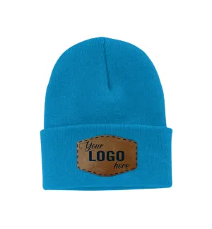 Port & Company Knit Cap - Leather Patch