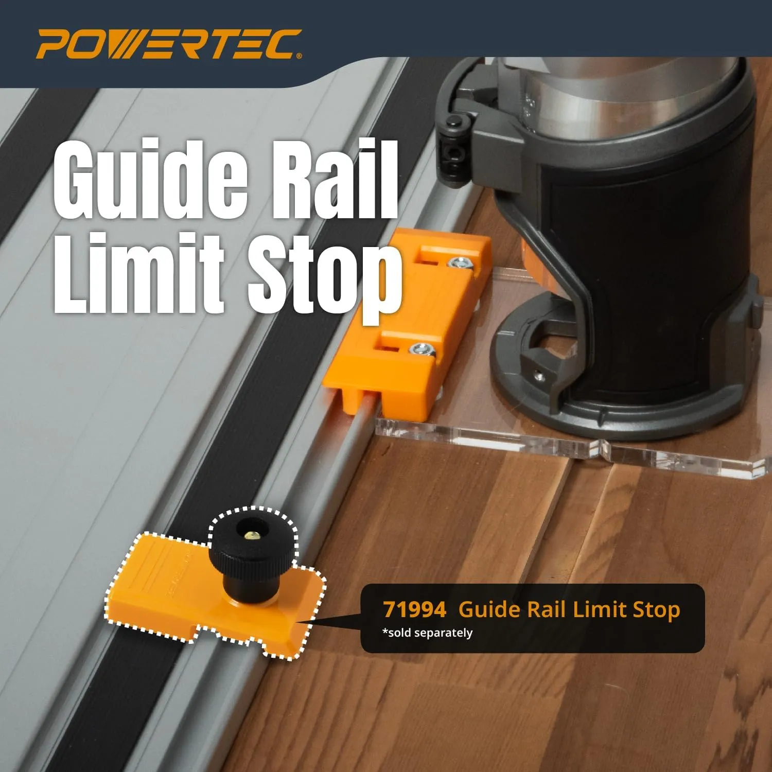 POWERTEC 72026 Router Guide Rail Adapter for Milwaukee M18 Fixed Base Trim Routers - Compatible with Powertec, Makita, Festool, Milwaukee, Kreg ACS, WEN, Triton, and Ridgid Guide Rails