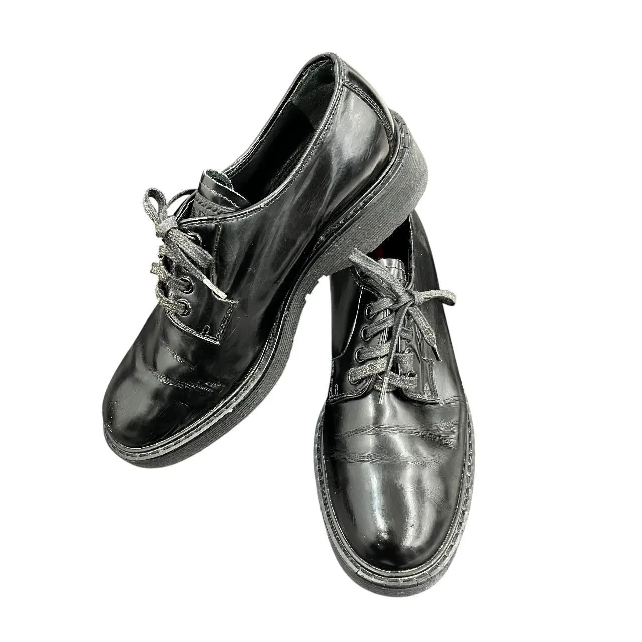 Prada black lace-up loafers