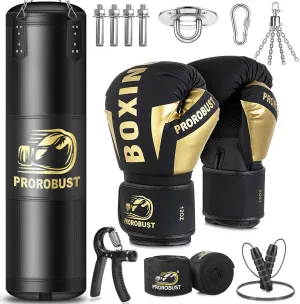 Prorobust Punching Bag for Adults, Red 4ft Oxford Heavy Boxing Bag Set with 12 oz Gloves for MMA Kickboxing Boxing Karate Home Gym Training (Unfilled)