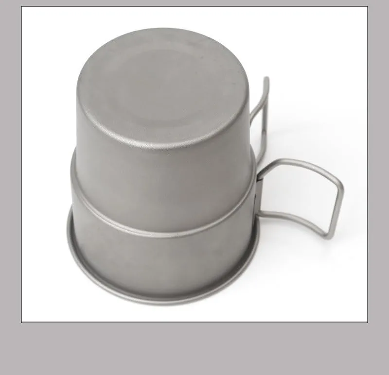 Pure Titanium Coffee Cup 300ml Outdoor Camping Mug Portable Folding Pure Titanium Water Cup(2PCS)