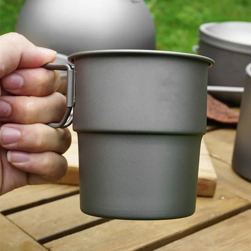Pure Titanium Coffee Cup 300ml Outdoor Camping Mug Portable Folding Pure Titanium Water Cup(2PCS)