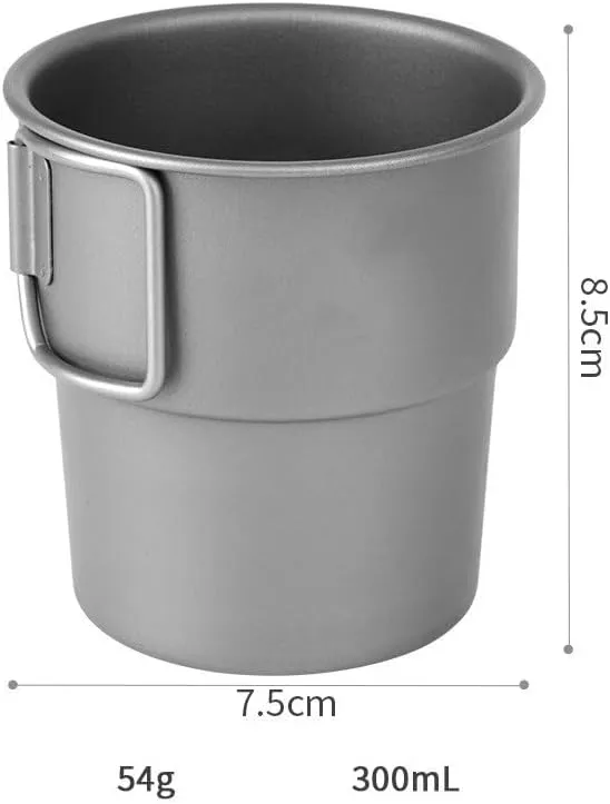 Pure Titanium Coffee Cup 300ml Outdoor Camping Mug Portable Folding Pure Titanium Water Cup(2PCS)
