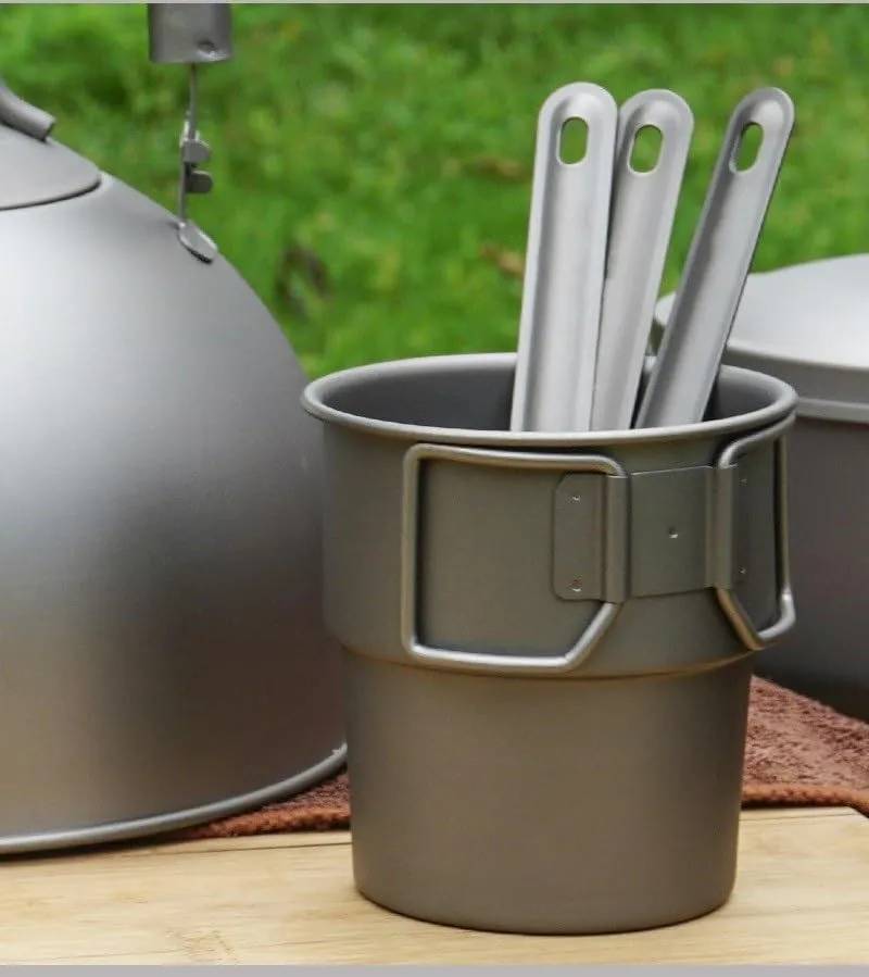 Pure Titanium Coffee Cup 300ml Outdoor Camping Mug Portable Folding Pure Titanium Water Cup(2PCS)