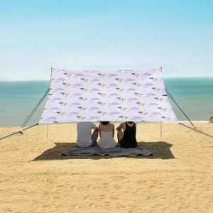 Purple Dinosaurs Seamless Pattern Beach Camping Tent Sun Shelter for Whole Family, Beach Shade Canopy with UPF50  UV Protection,Easy Set Up and Carry,Outdoor Shade for Trips, Fishing, Backyard