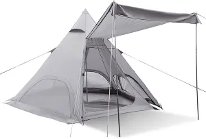 Pyramid Outdoor Tent, Oxford Cloth Waterproof Tent, Family Camping Tent Quick Set up Tent for Beach, Traveling, Hiking, Mountaineering, Outdoor Activities (Army Green) (Grey)