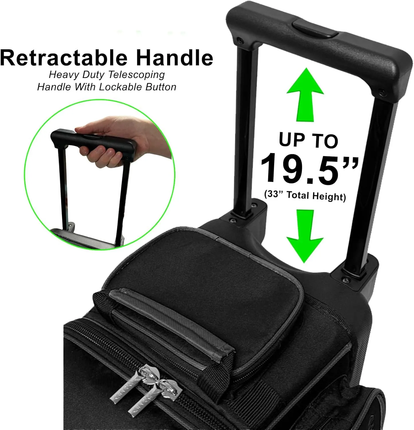 Pyramid Path Pro Deluxe Single Roller Bowling Bag With Separate Shoe Compartment (Up To US Mens Size 11), 2 Large Accessory Pockets, Padded Foam Ball Insert, Lifting Handles and Locking Square Handle
