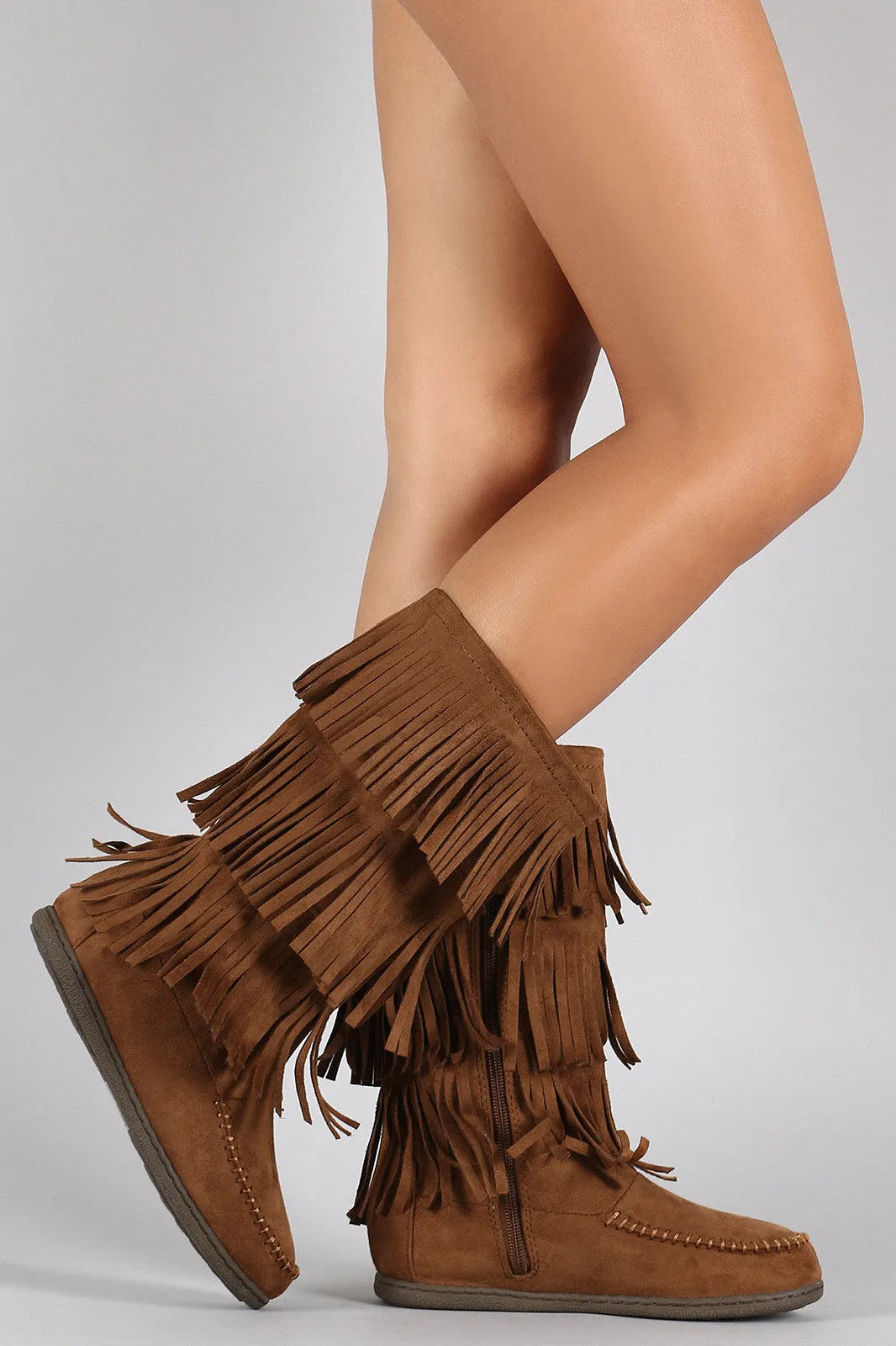 Quick dispatch Moccasin Soda Boot Fringe Tiers Flat Highly intuitive of