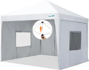 Quictent Easy Pop up Canopy Tent 8'x8' with 4 Detachable Window Sidewalls, One Person Setup, Waterproof Outdoor Portable Vendor Event Tent Shelter Enclosed, Wheeled Bag Included