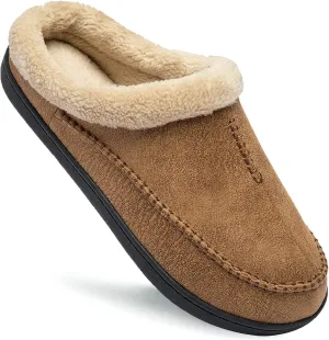 Ranberone Men's Slippers Microsuede Upper Moccasin House Shoes with Fuzzy Plush Lining Indoor and Outdoor
