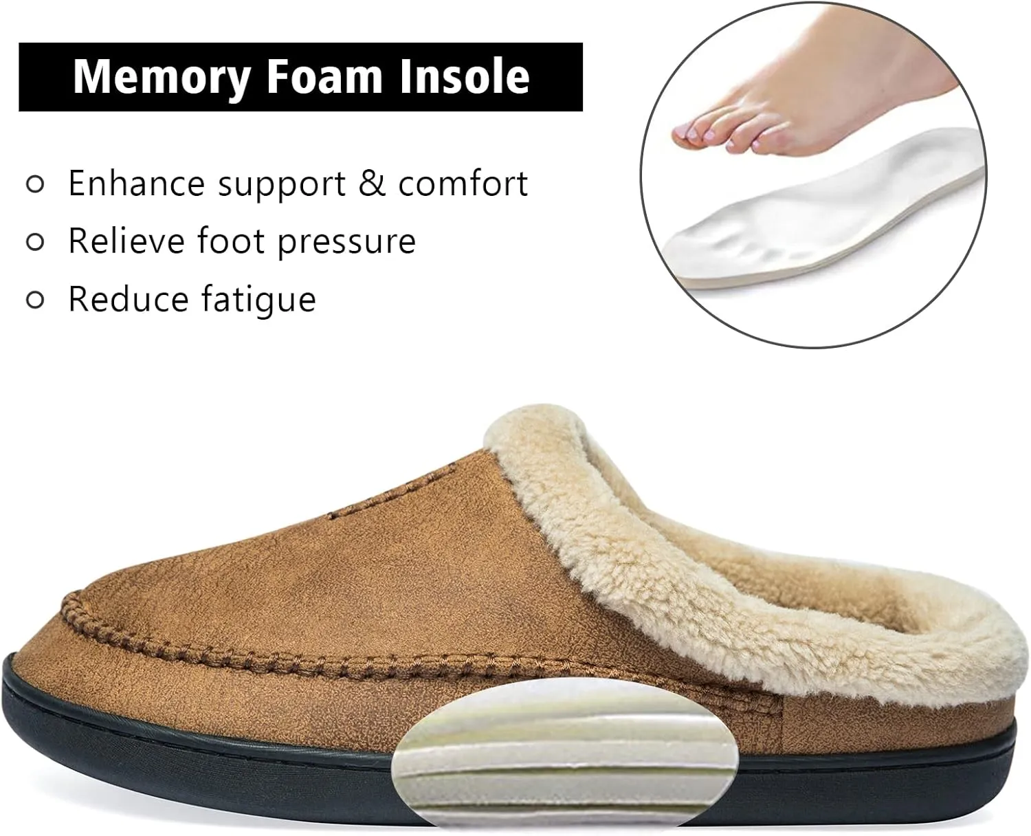 Ranberone Men's Slippers Microsuede Upper Moccasin House Shoes with Fuzzy Plush Lining Indoor and Outdoor