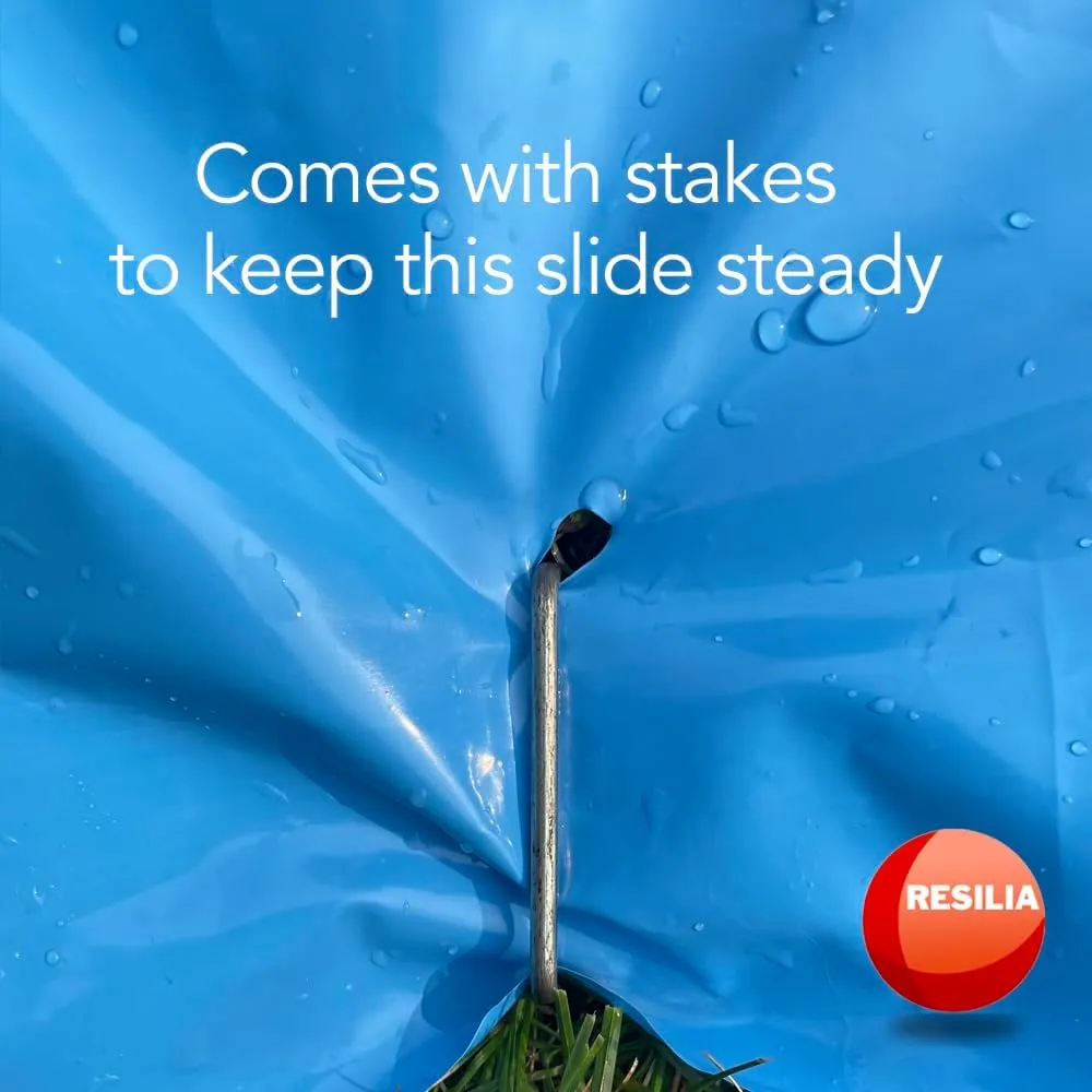 Resilia - Super Slip Lawn Water Slide XL, 20 Feet Long x 6 Feet Wide, for Adults and Teens, Powder Blue with Hold Steady Stakes