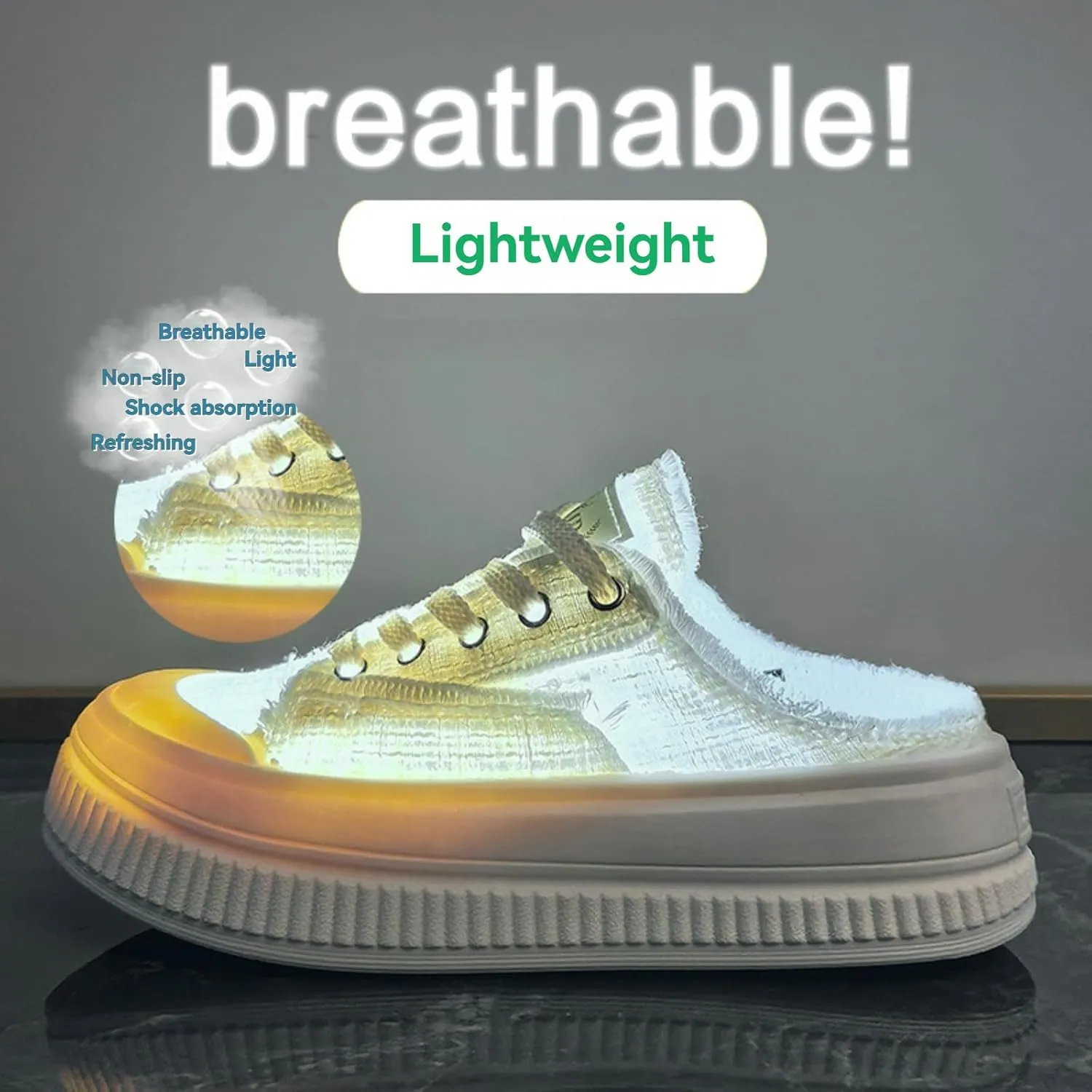 Retro Tweed Style Chunky Platform Sneakers Women Slide-On Shoes Y2K Aesthetic 1.6" Height Increase Casual Outfit Cute Walking Shoes