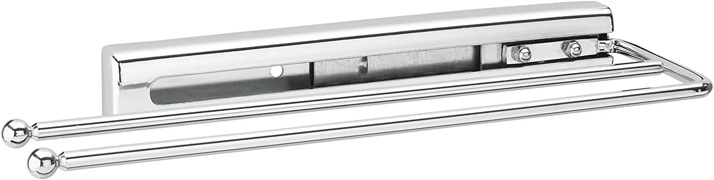 Rev-A-Shelf Under Sink Cabinet Kitchen Bathroom Prong Pullout Extendable 2 Prong Standard Size Towel Bar Organizer, Chrome, 563-51-C
