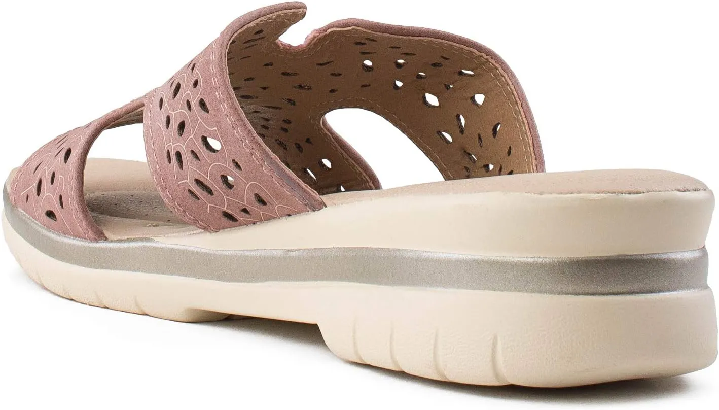 RF ROOM OF FASHION Women's Cutout Design Comfort Slide Sandals