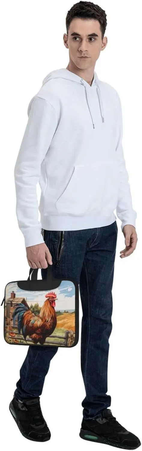 Rooster on Wood in Farmland Print Practical Laptop Case Laptop Bag - Stylish Messenger Bag & Laptop Shoulder Bag