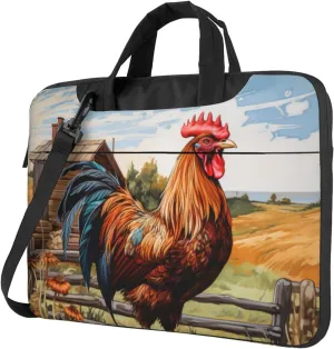 Rooster on Wood in Farmland Print Practical Laptop Case Laptop Bag - Stylish Messenger Bag & Laptop Shoulder Bag