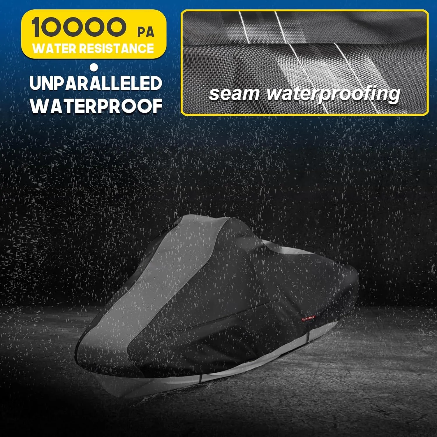 Rosefray Jet Ski Cover PWC Cover 2-3 Seats ，Waterproof UV Resistant Fits for Yamaha Sea-Doo up to 136"~145" Black/Gray