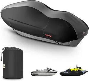 Rosefray Jet Ski Cover PWC Cover 2-3 Seats ，Waterproof UV Resistant Fits for Yamaha Sea-Doo up to 136"~145" Black/Gray