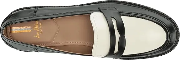 Sam Premium selection On White Leather Edelman Black/Bright Cloud-based Rounded Toe Slip Loafers Classic Colin