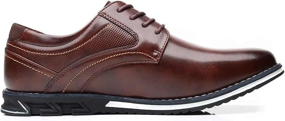 Santimon Mens Casual Walking Leather Sneakers Comfort Oxfords Lace Up Fashion Moccasin Shoes