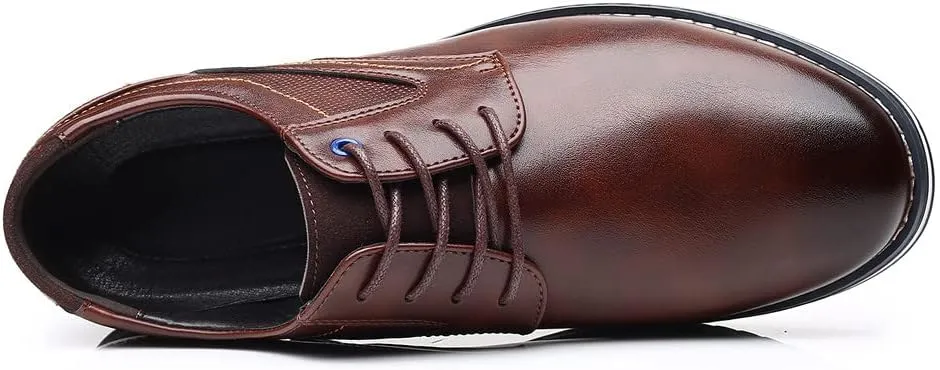 Santimon Mens Casual Walking Leather Sneakers Comfort Oxfords Lace Up Fashion Moccasin Shoes