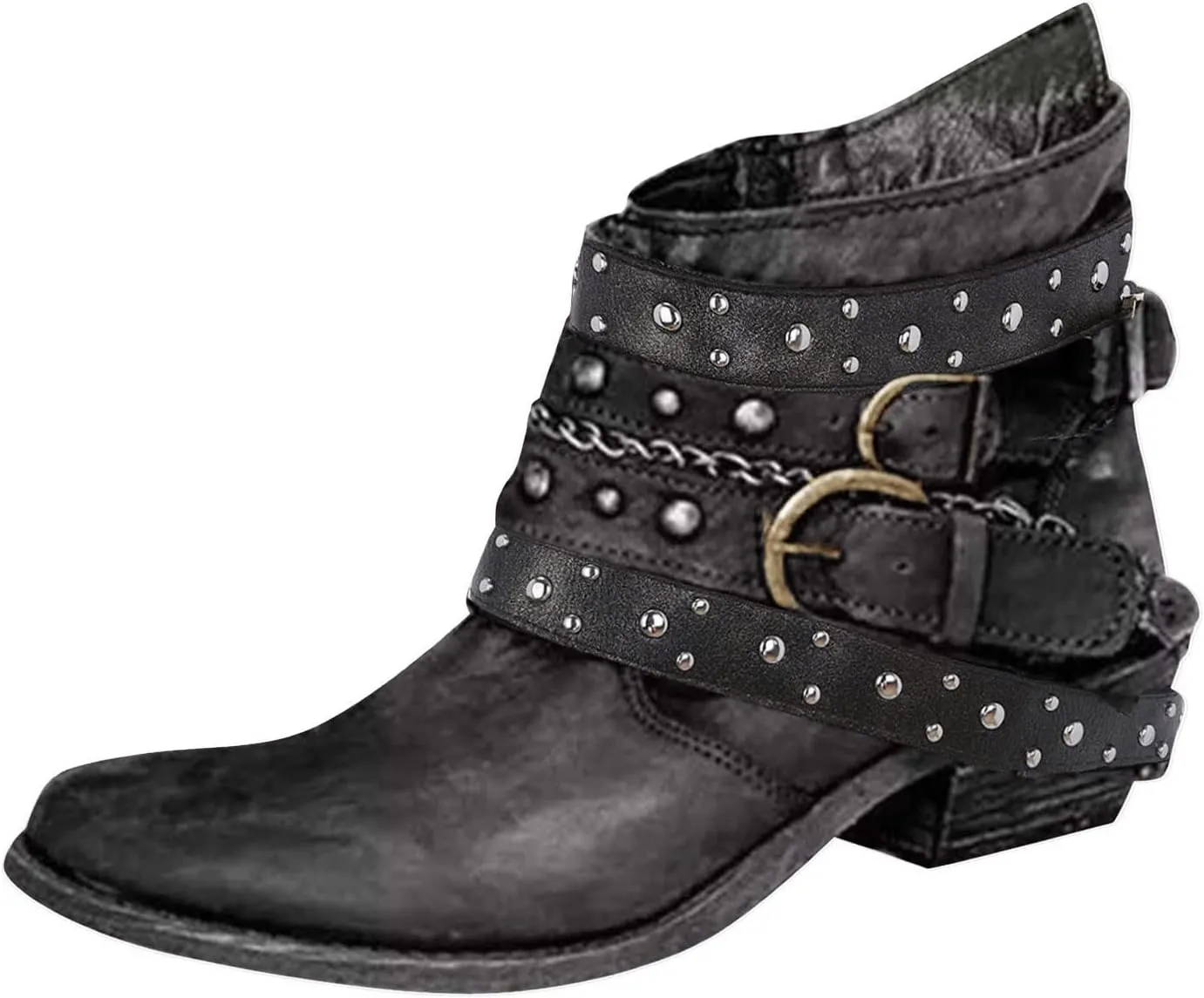 SBGMoSJ Ankle Boots Men Western White Ankle Boots Chunky Heel Womens Ankle Cowboy Boots Square Toe Suede Ankle Boots for Women Taupe Cowgirl Booties for Women Wide Calf