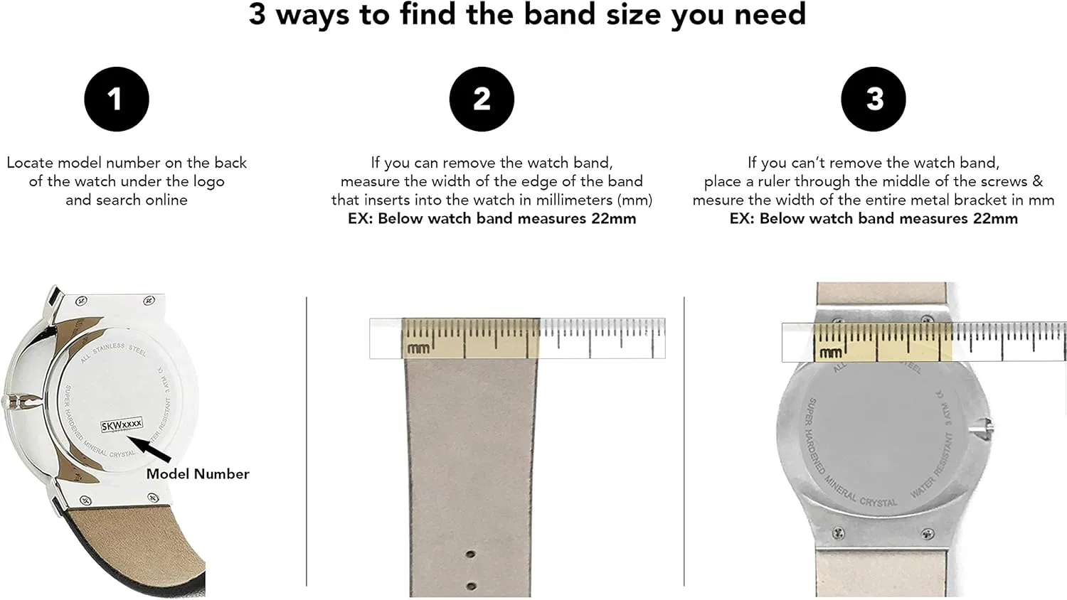 Screw Fit, Leather Replacement Watch Band for Skagen Watch Band Strap, Attaches with Screws, 5 Colors, 12mm, 14mm, 16mm 18mm, 20mm, 22mm, 24mm, 26mm, 28mm, 30mm, 31mm