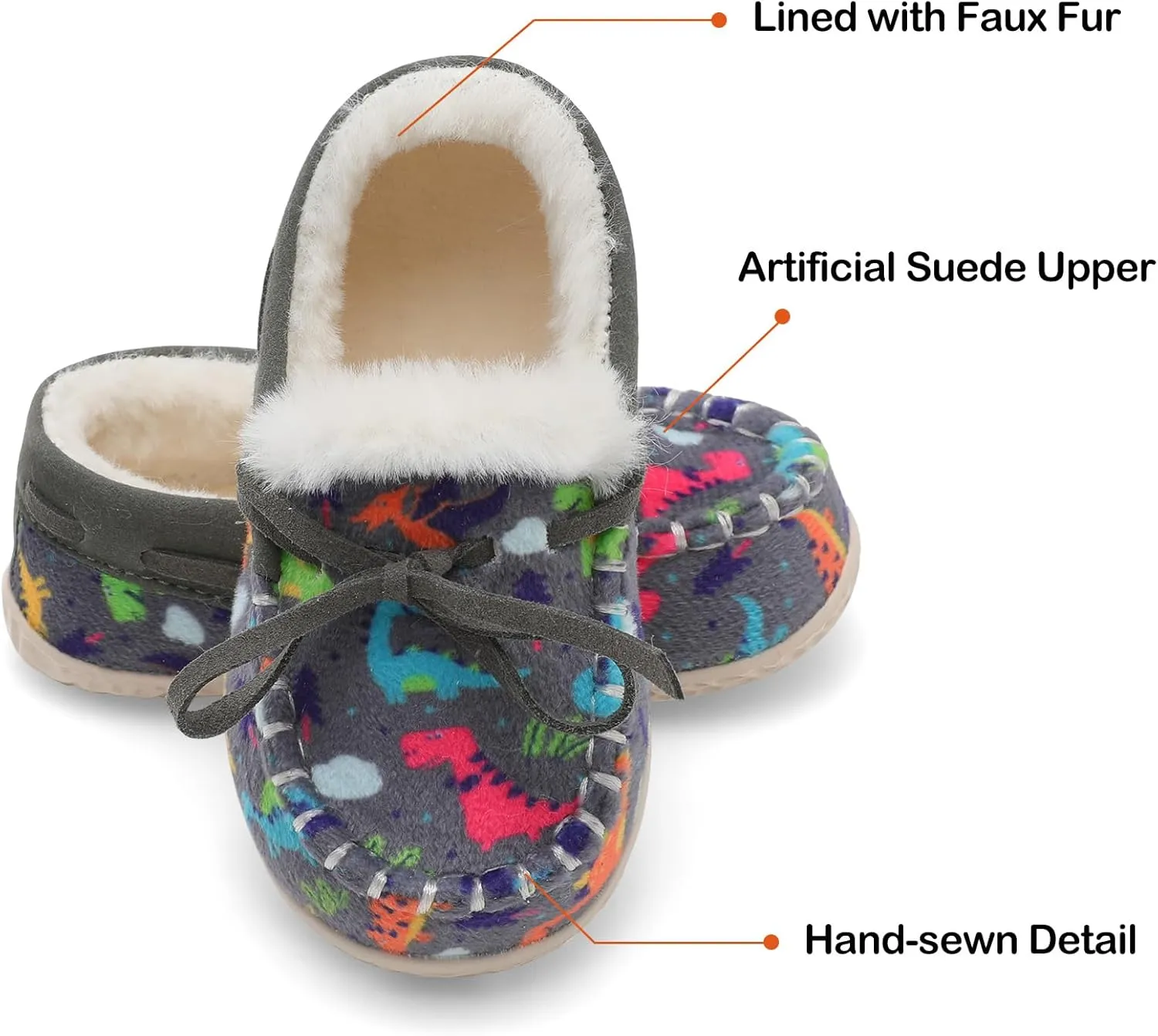 Scurtain Unisex Kids Toddler Slippers Suede Moccasin Slippers for Boys Girls Baby Lined with Warm Fur