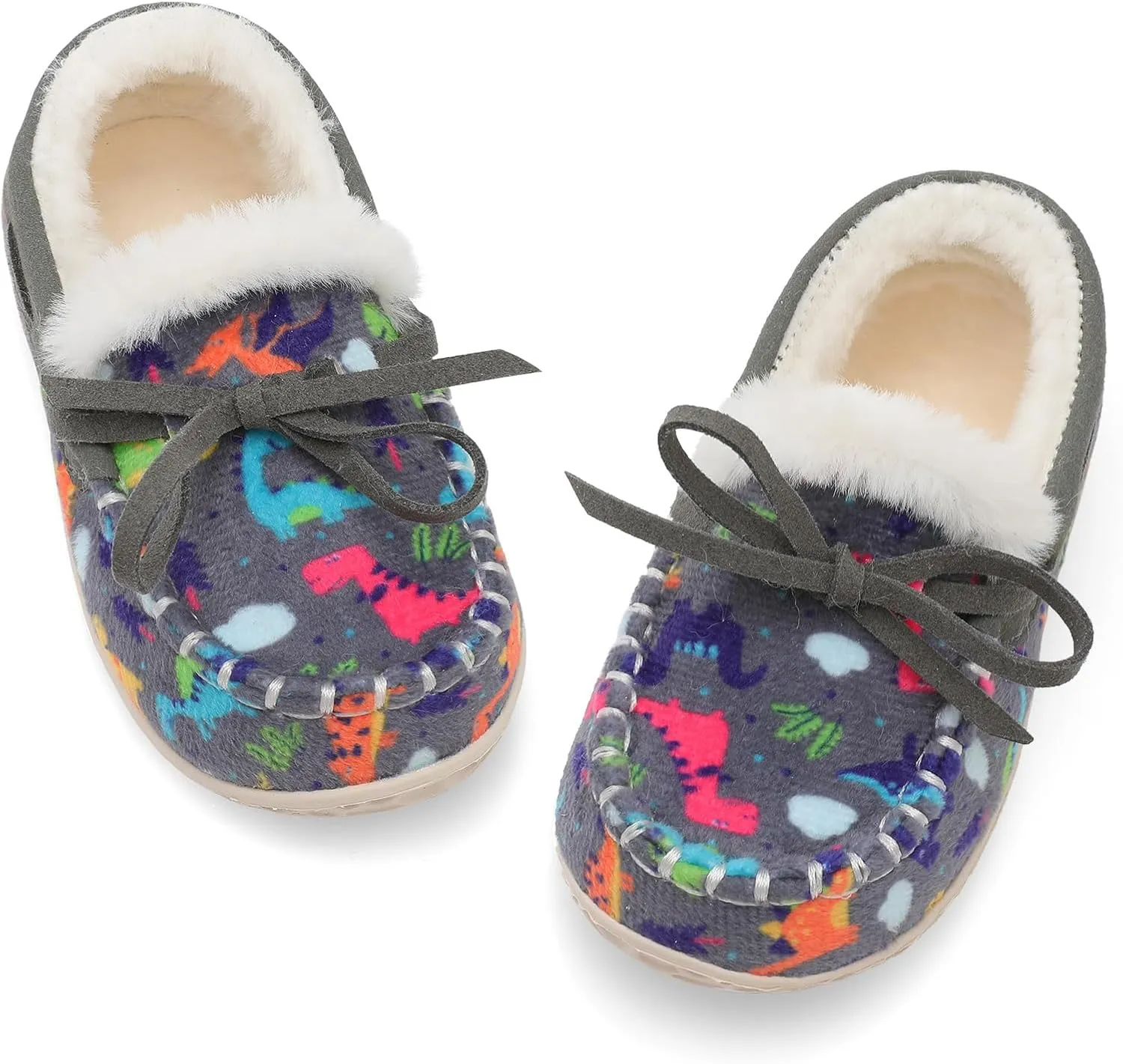 Scurtain Unisex Kids Toddler Slippers Suede Moccasin Slippers for Boys Girls Baby Lined with Warm Fur