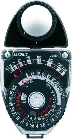 Sekonic L-398A Studio Deluxe III. L-398A. Strap and case Included. Compact Analog Meter for Incident and Reflected Ambient Light Readings., Black