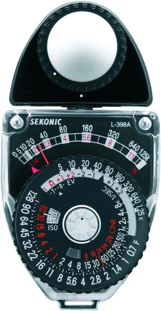 Sekonic L-398A Studio Deluxe III. L-398A. Strap and case Included. Compact Analog Meter for Incident and Reflected Ambient Light Readings., Black