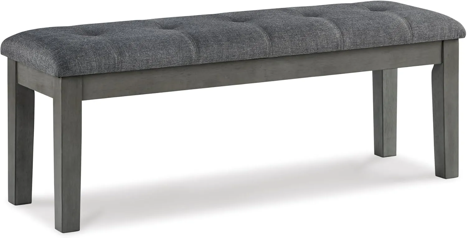 Signature Design by Ashley Hallanden Rustic Tufted Upholstered Dining Room Bench, Gray