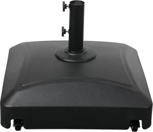Simple Deluxe 125lb Capacity Fillable Mobile Patio Umbrella Base with 4 Wheels, 2 Locks, 2 Knobs, Black