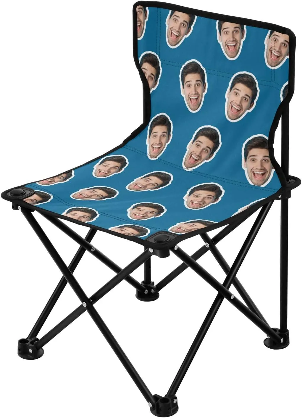 Sinestour Ice Blue Custom Folding Camping Chair Personalized Photo Face Outdoor Chair with Carry Bag for Barbeques Picnic Travel