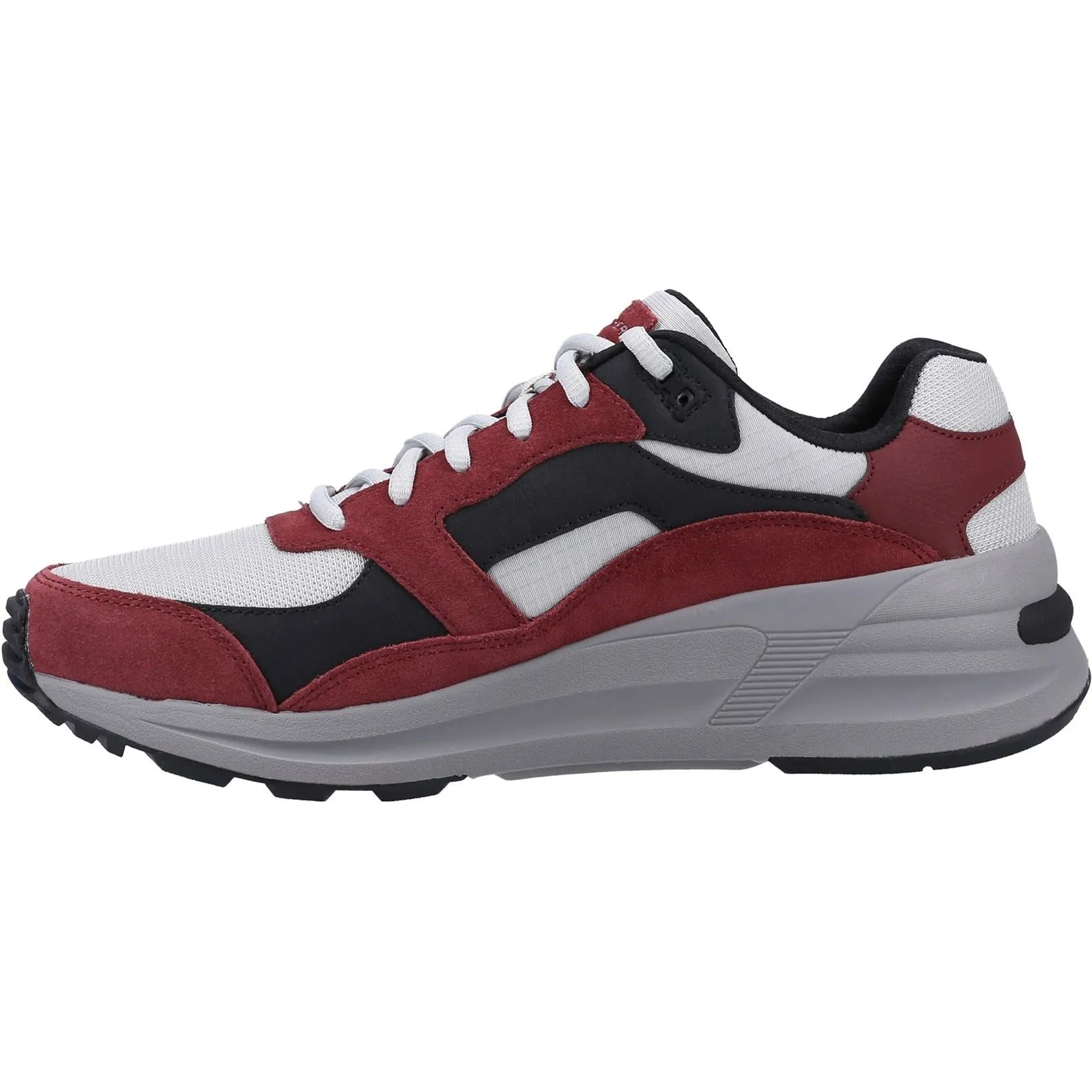 Skechers Global Jogger Baskets En Cuir Bordeaux Pour Hommes