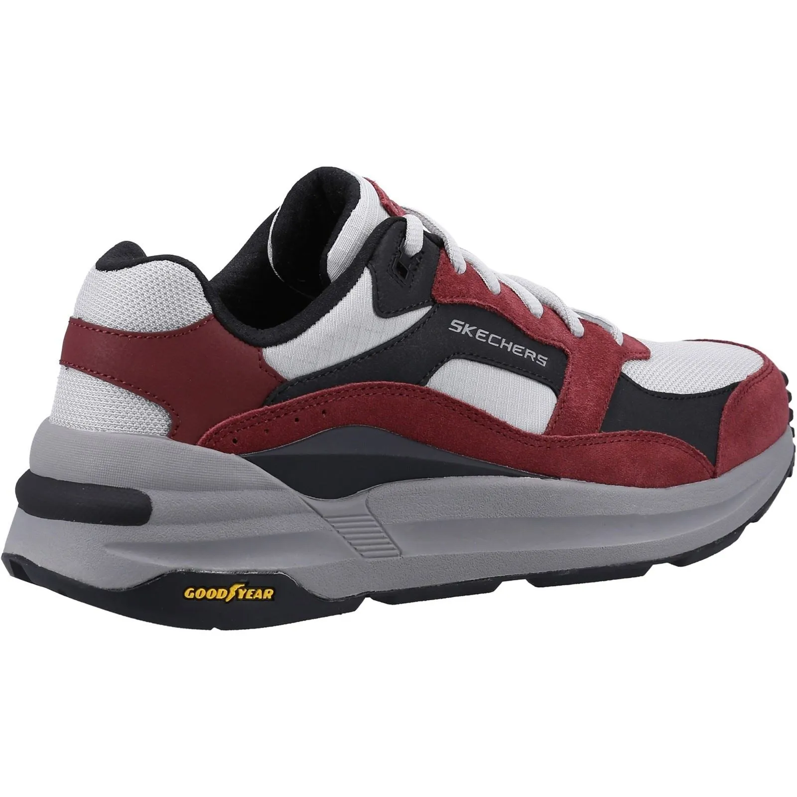 Skechers Global Jogger Baskets En Cuir Bordeaux Pour Hommes