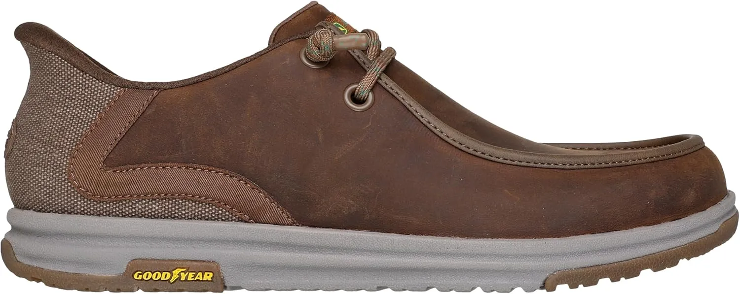 Skechers Men's John Deere Leather Moc Toe Bungee Hands Free Slip-ins Oxford