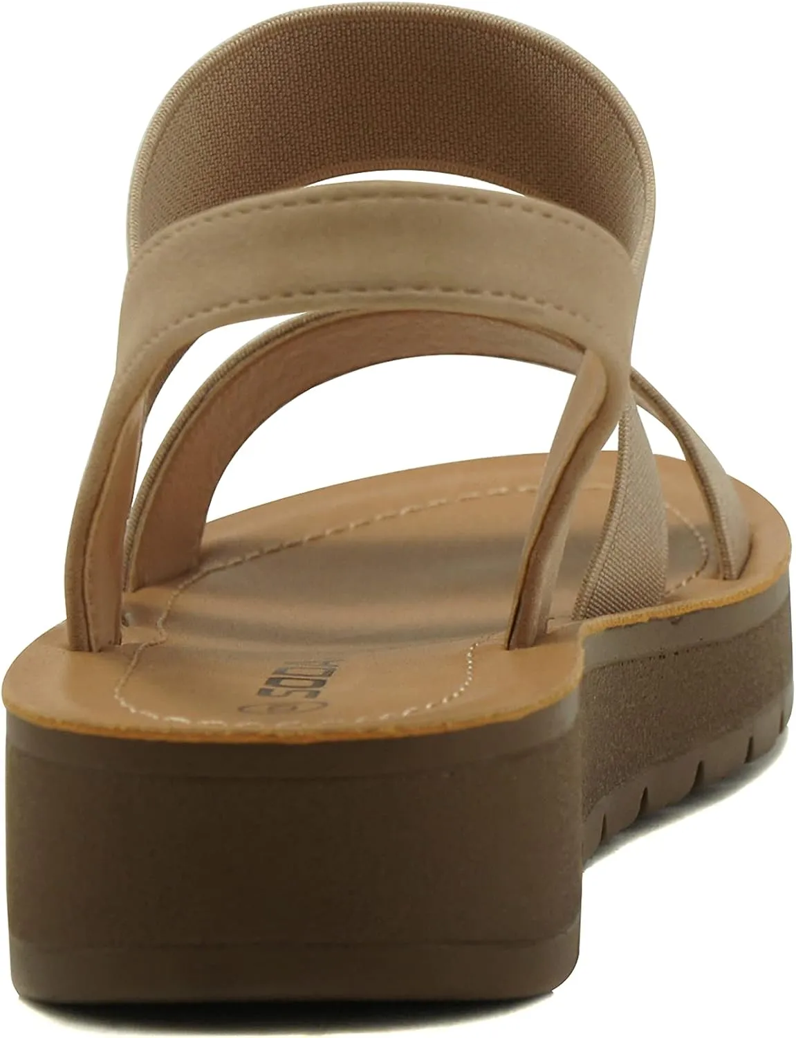 Soda BUTTON ~ Women Slip On Casual Open Toe Three Elastic Bands with Ankle Strap Fashion Gladiator Sandal