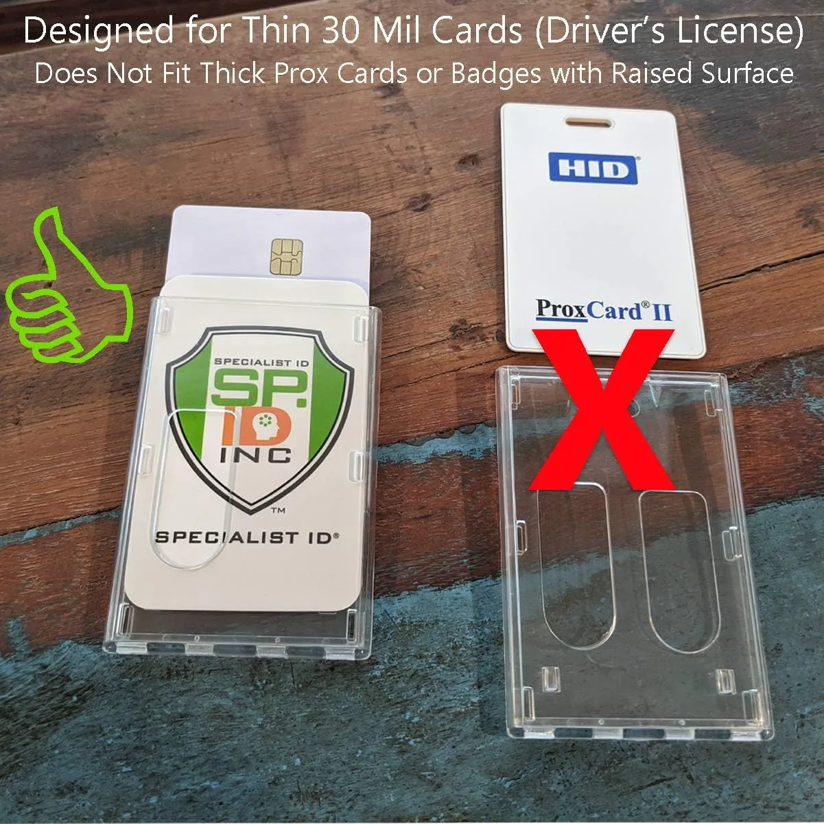 Specialist ID Bulk 25 Pack - Heavy Duty Crystal Clear 2 Card Badge Holder - Vertical Dual Sided Holds Two Cards - Polycarbonate Rigid Plastic ID Cases with Secure Top Load