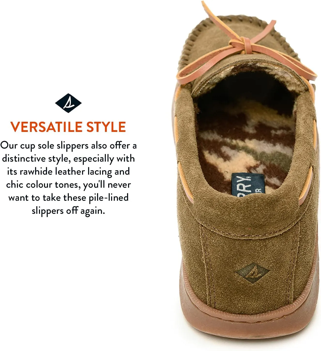 Sperry Men's Trapper Moccasin Slippers with Rawhide Leather Lacing, Lightweight Hardsole Moccasin Slippers for Men