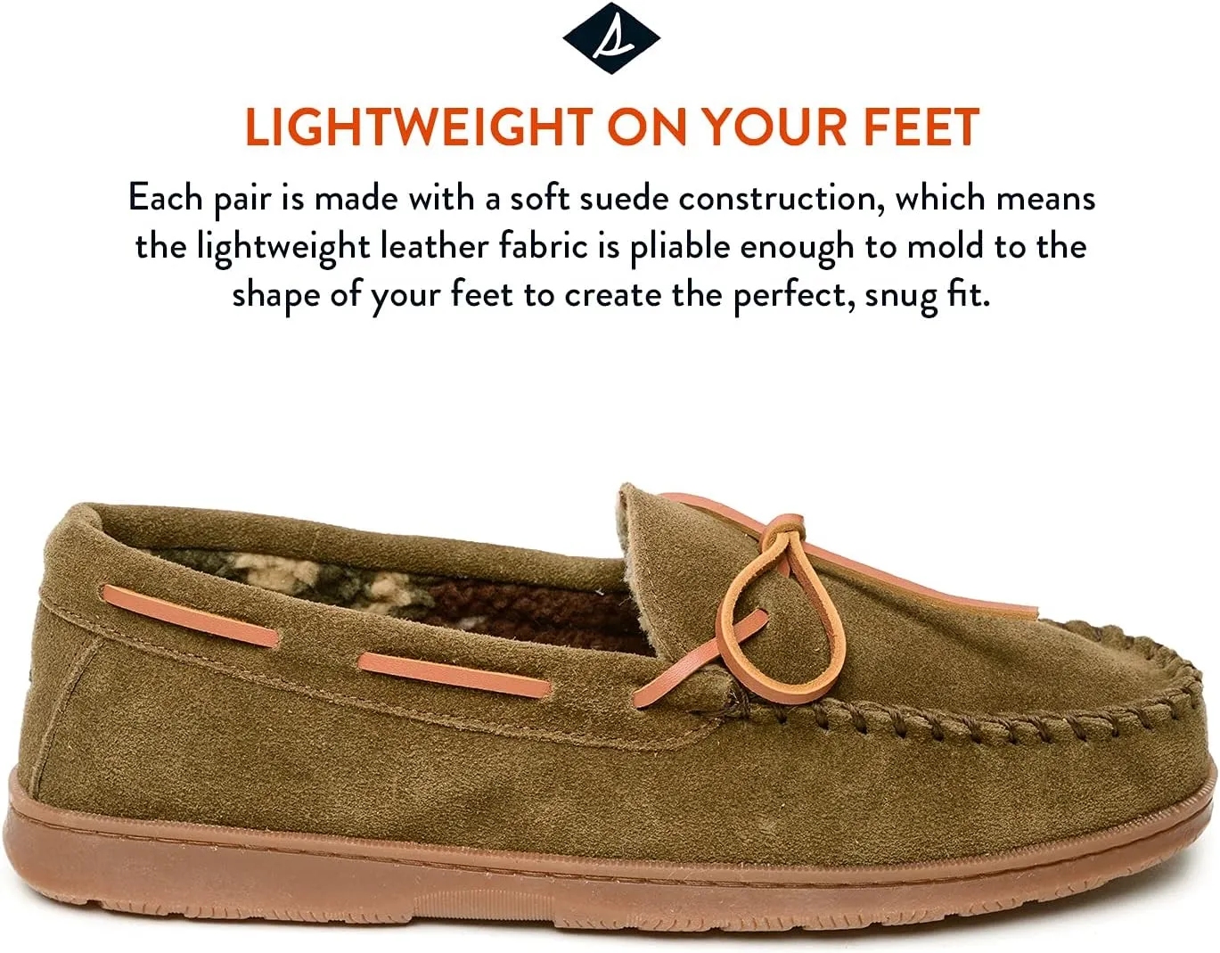 Sperry Men's Trapper Moccasin Slippers with Rawhide Leather Lacing, Lightweight Hardsole Moccasin Slippers for Men