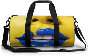 Sports Gym Bag for Women Men Travel Duffel Bag Blue Lips Pictures Weekender Bag Canvas Carry on Overnight Bag for Travel Swimming Fitness Workout Sports Duffle Bag