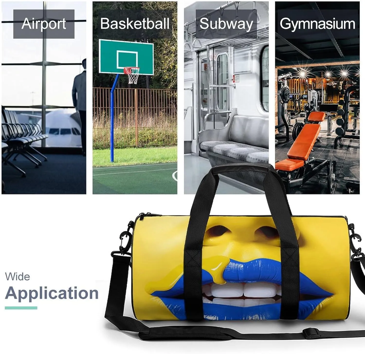 Sports Gym Bag for Women Men Travel Duffel Bag Blue Lips Pictures Weekender Bag Canvas Carry on Overnight Bag for Travel Swimming Fitness Workout Sports Duffle Bag