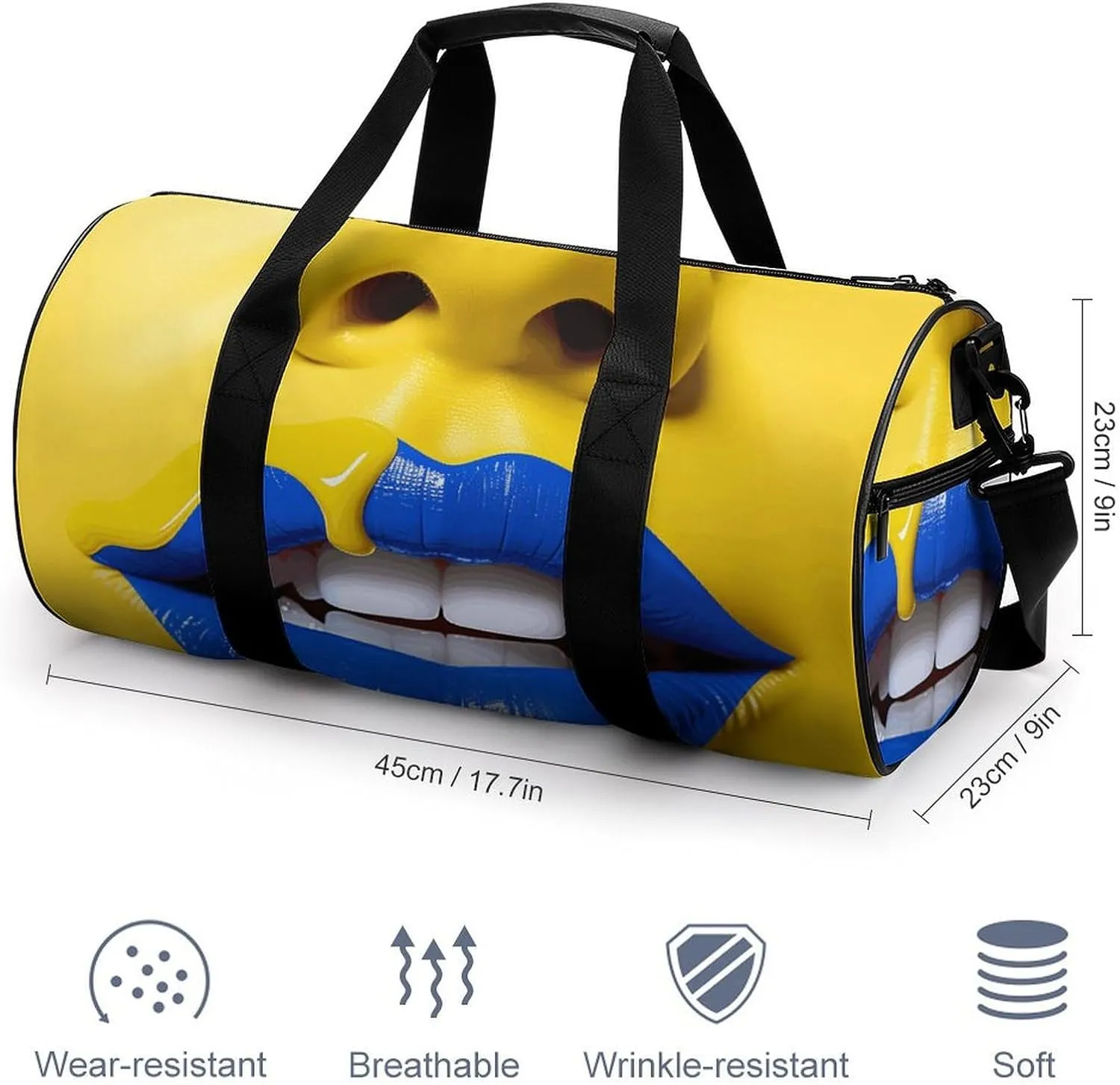 Sports Gym Bag for Women Men Travel Duffel Bag Blue Lips Pictures Weekender Bag Canvas Carry on Overnight Bag for Travel Swimming Fitness Workout Sports Duffle Bag