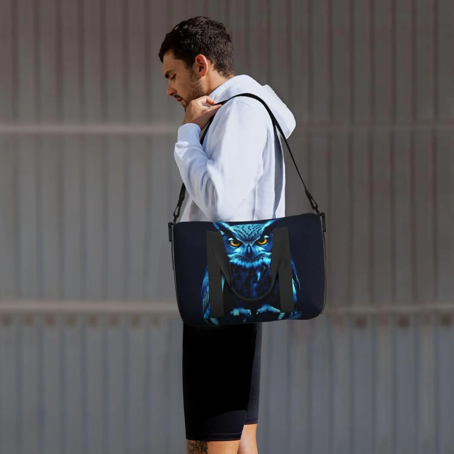 Sports Gym Bag for Women Men Travel Duffel Bag Tote Blue Owl Weekender Bag Canvas Carry on Overnight Bag for Travel Swimming Fitness Workout Sports Duffle Bag